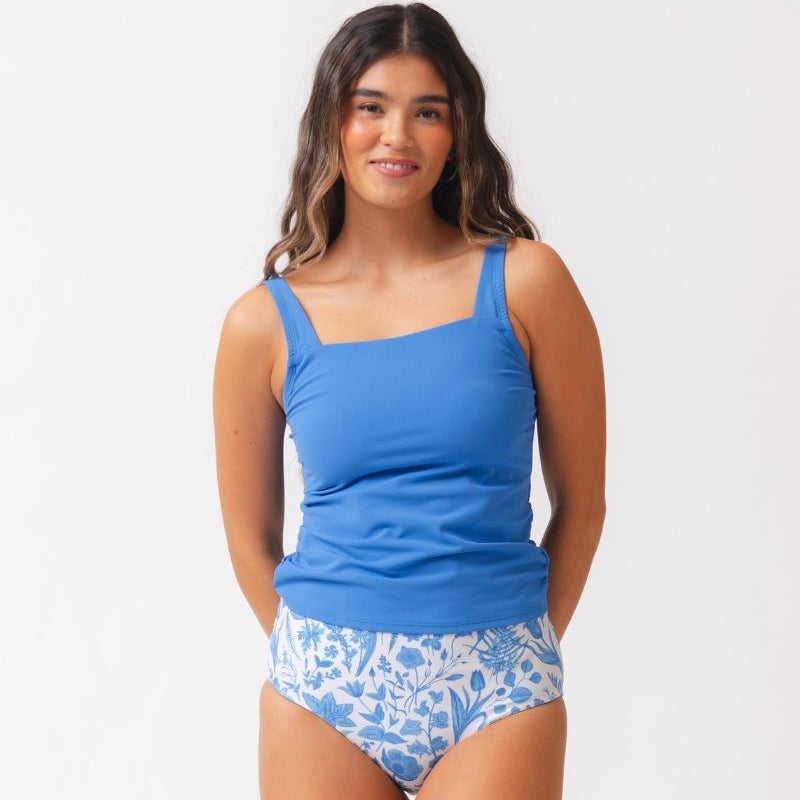 Coastline Blue Square Neck Tankini Top