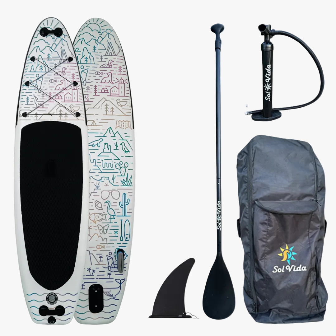 VidaGlide Oasis Pack 10’ 6” Inflatable Paddle Board + Paddle, Pump, Detachable Fin, & Carrying Case