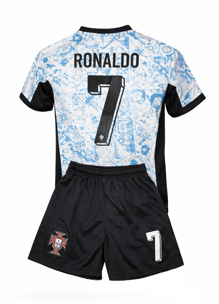 Ronaldo Portugal Away Blue Kids Soccer Jersey Kit | 2-Piece Set