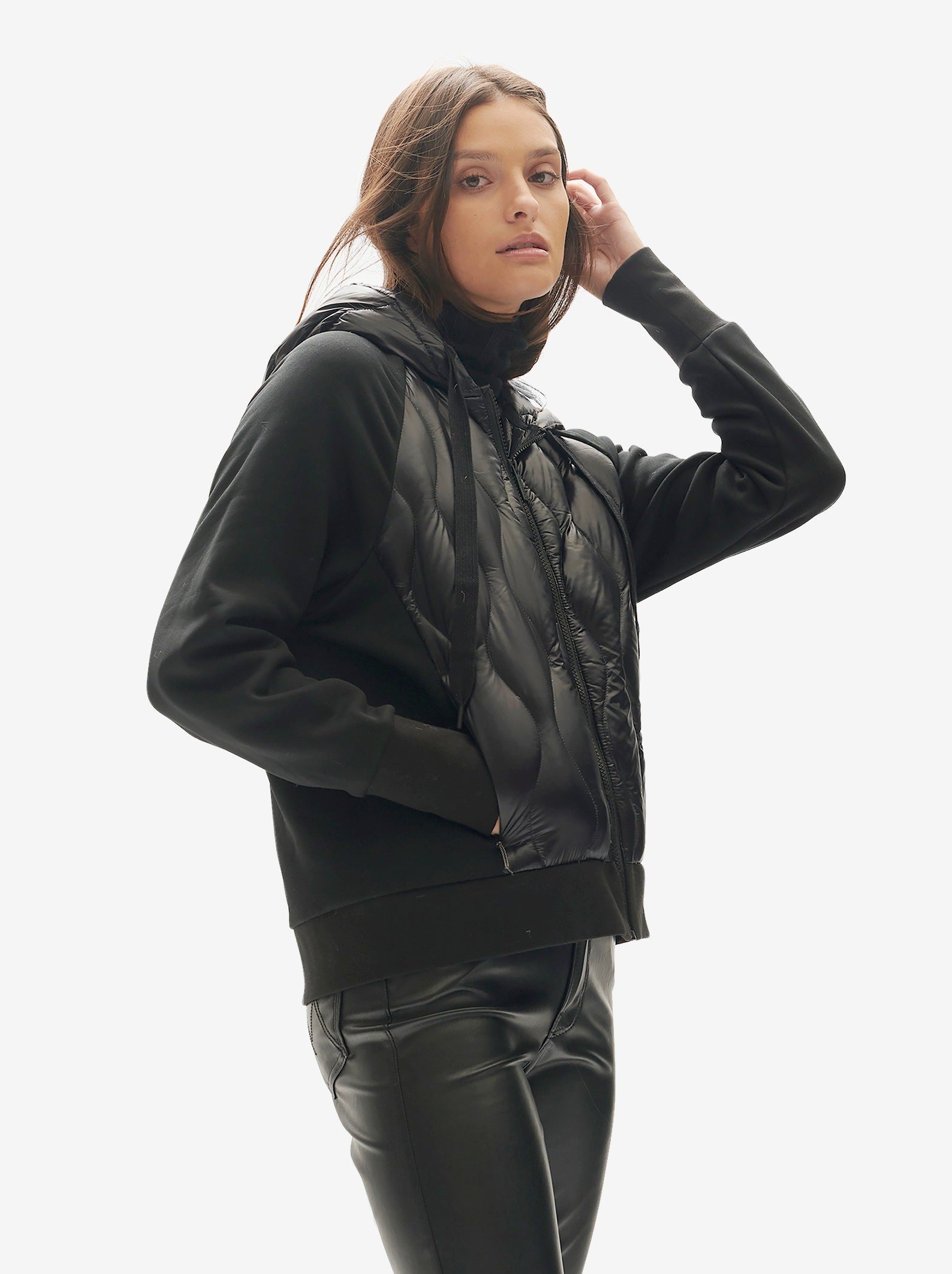 Down Zip Hoodie | Black