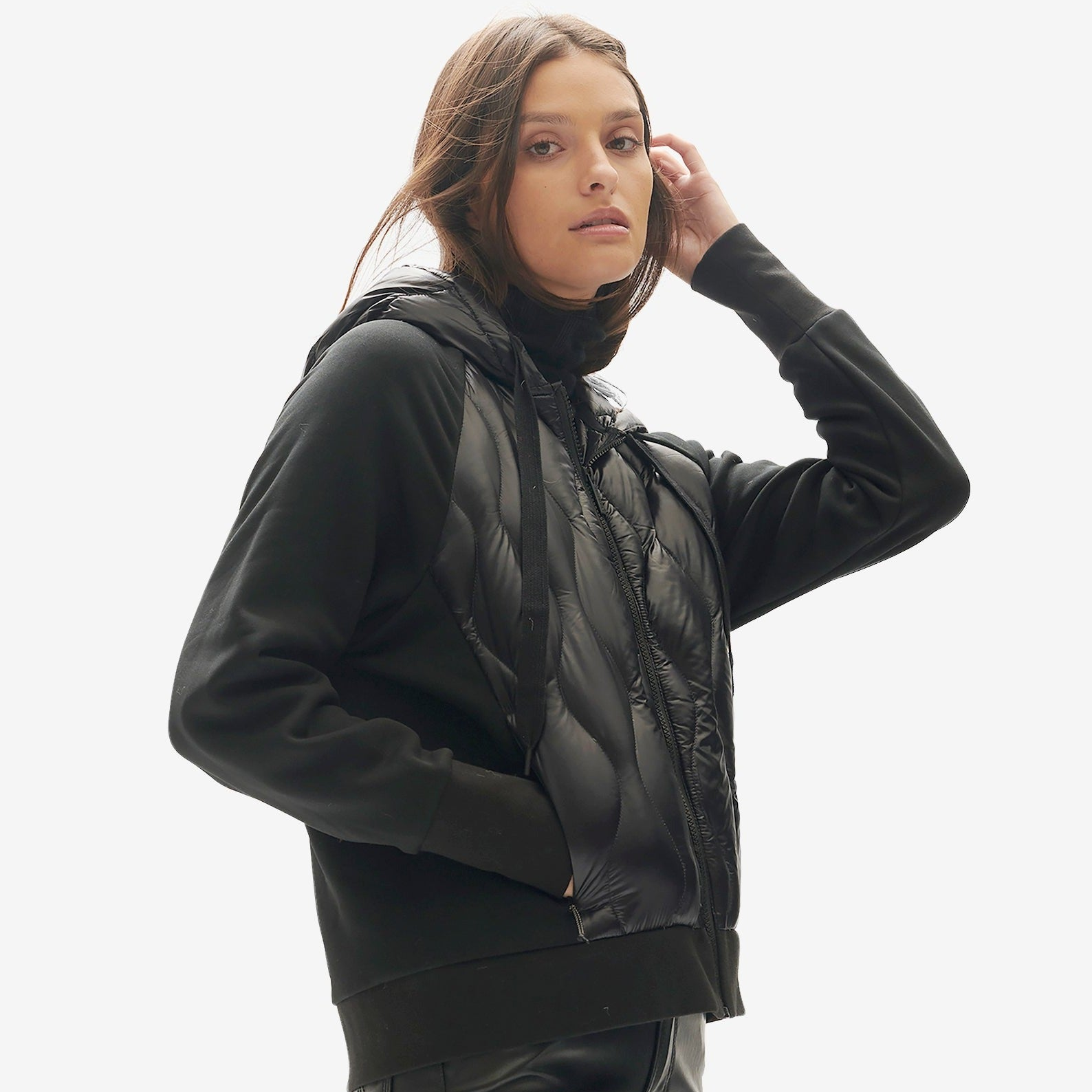 Down Zip Hoodie | Black