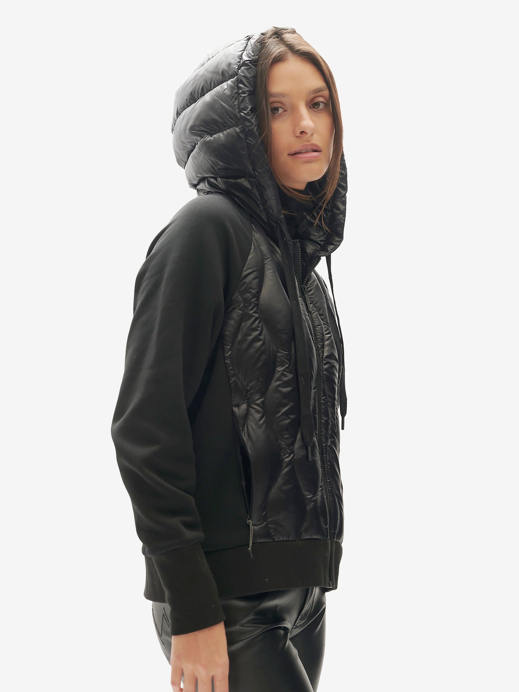 Down Zip Hoodie | Black