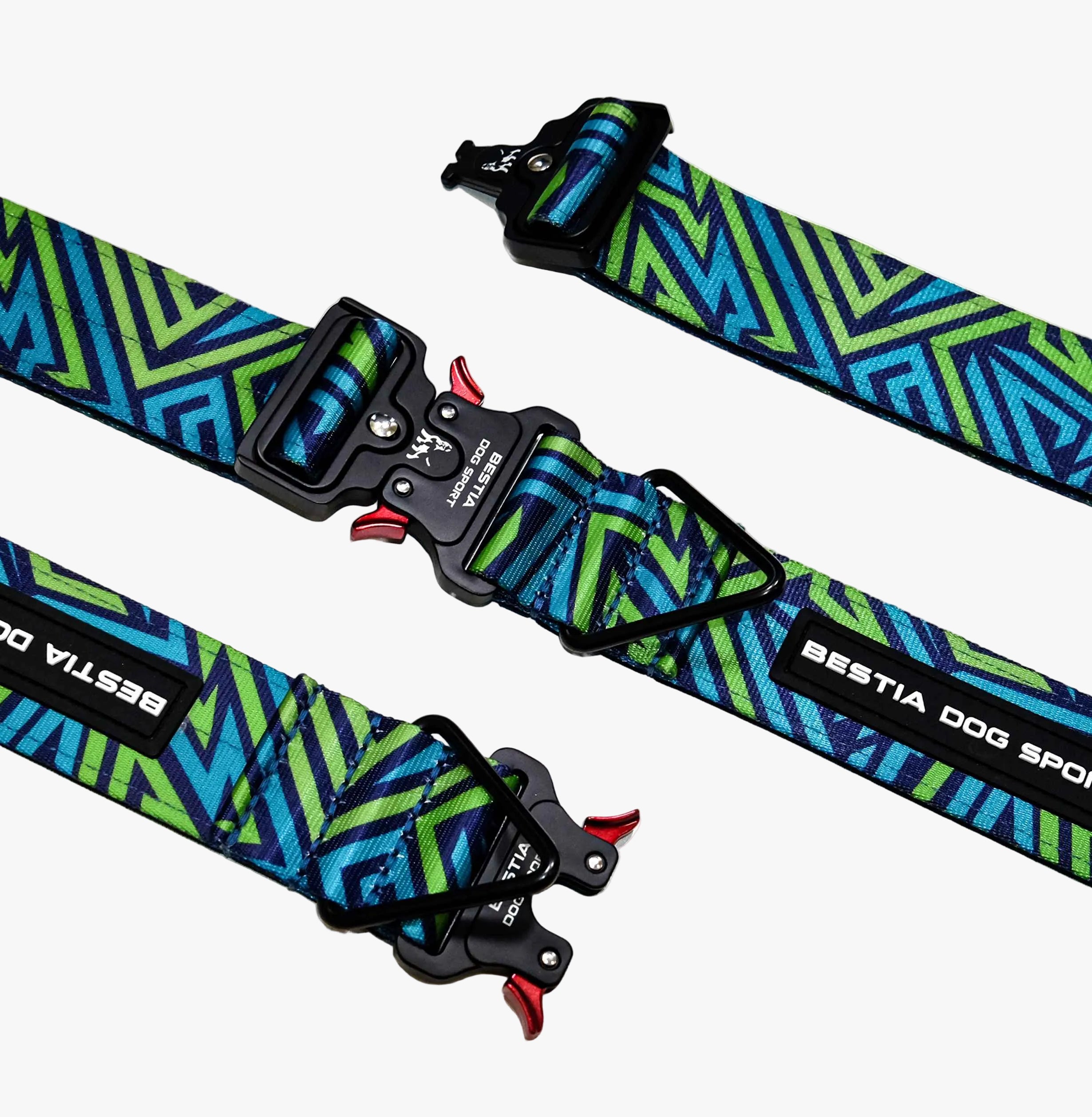 Bestia Dog Sport GripPro Print Collar | Blue & Green