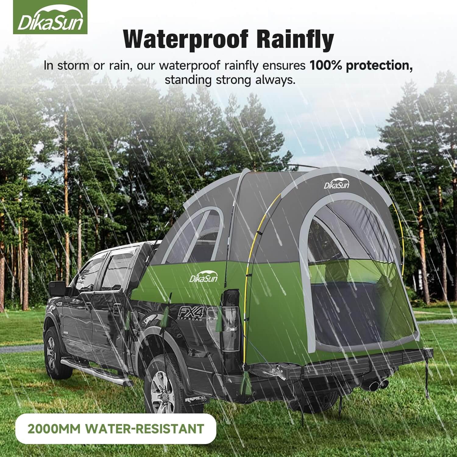 5.5-6.7ft Portable Pickup Truck Bed Tent | Green