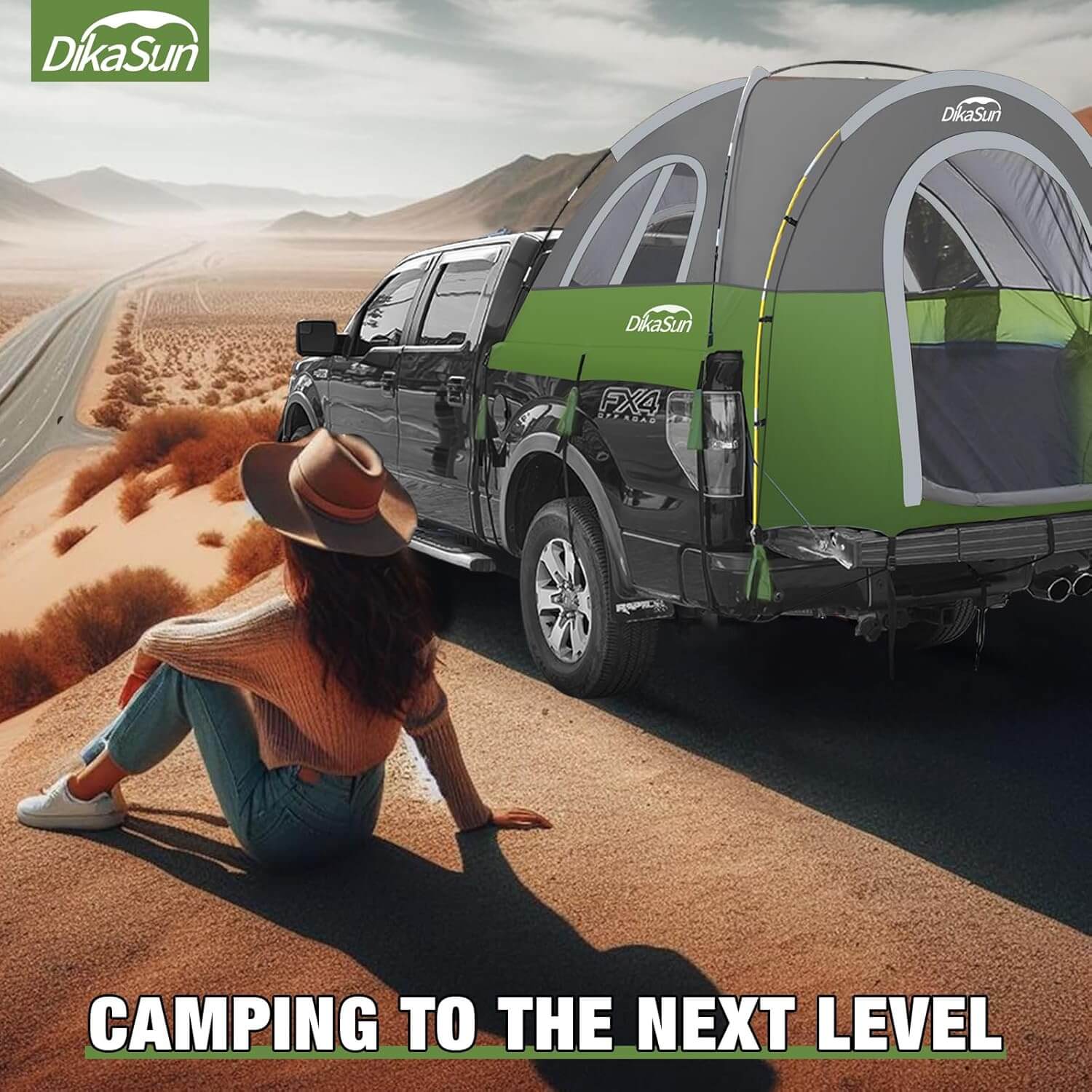 5.5-6.7ft Portable Pickup Truck Bed Tent | Green