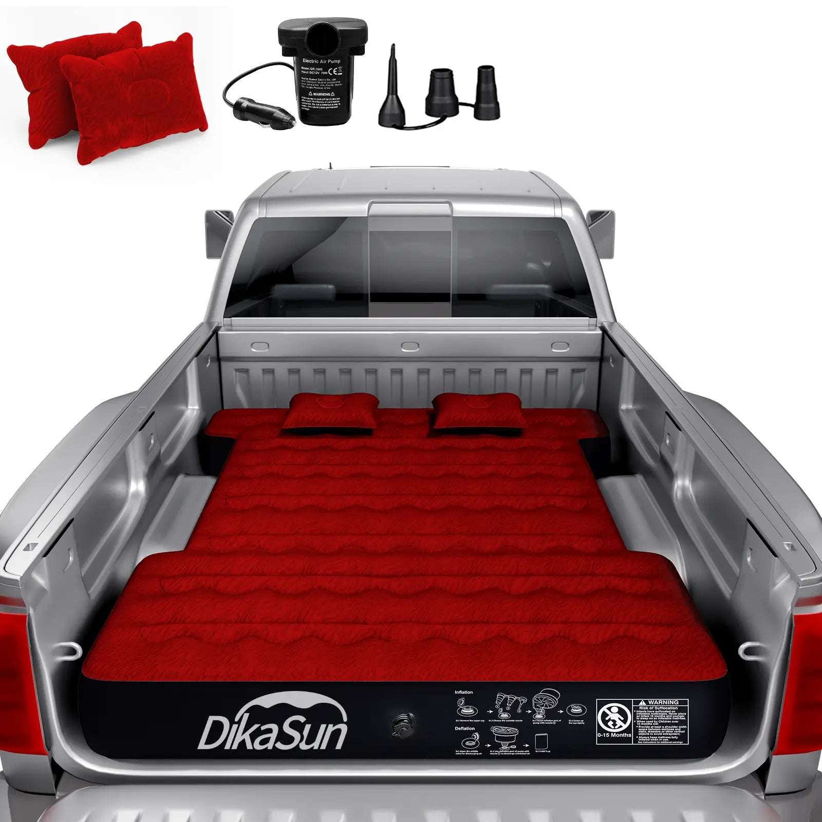 5.5-6.5ft Full Size Truck Bed Air Mattress | Red