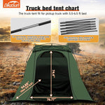 5.5-6.7ft Easy Setup Pickup Truck Bed Tent | Green