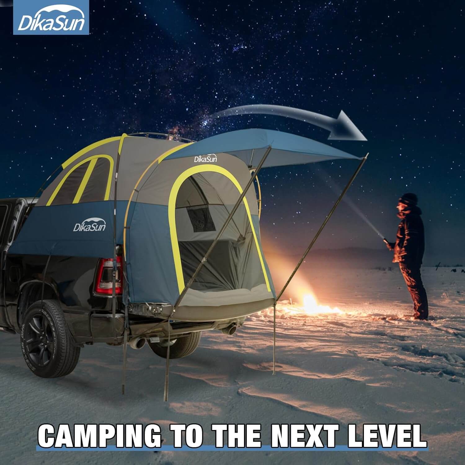 5.5-6.7ft Pickup Truck Bed Tent with Awning | Navy