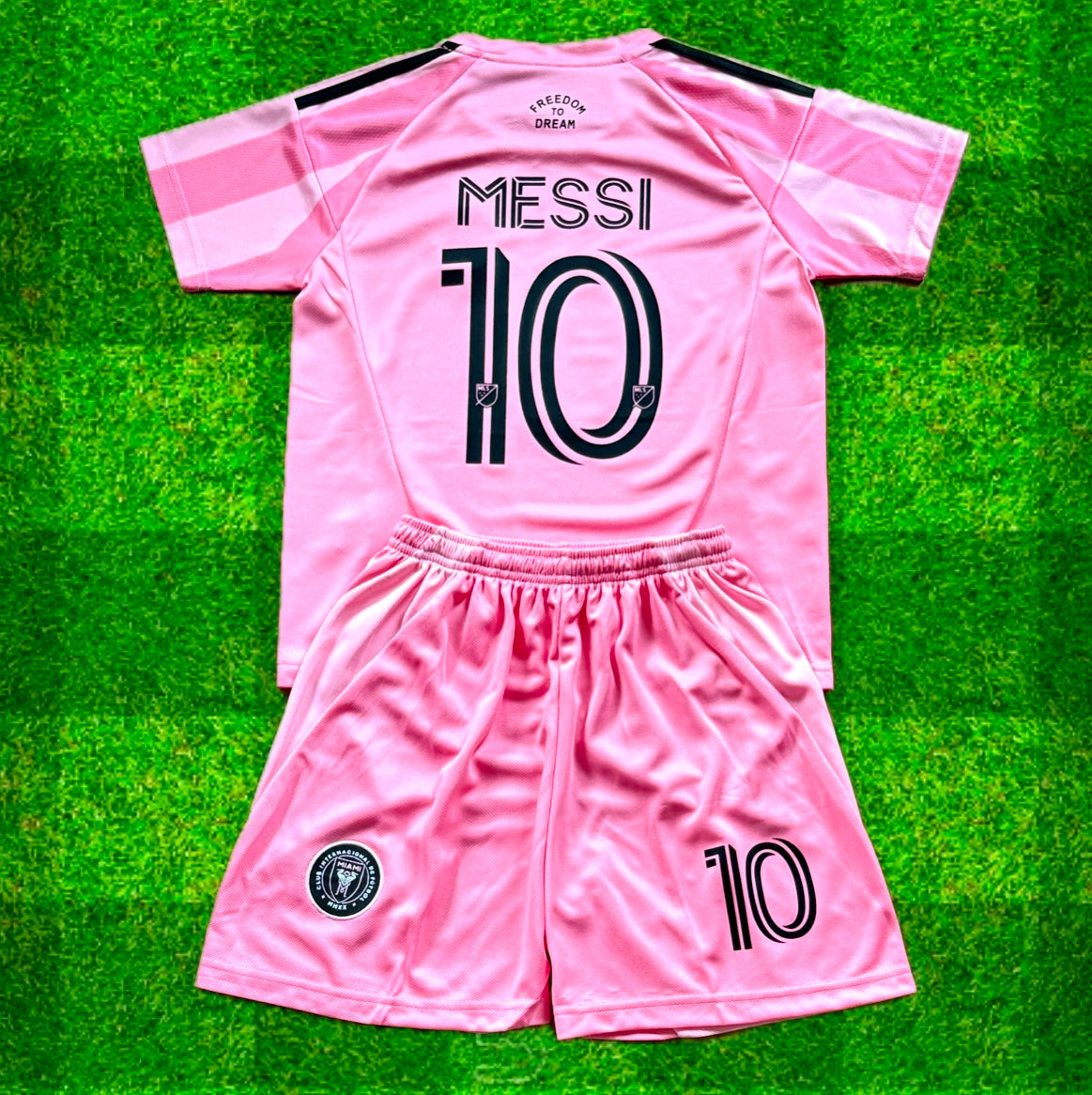 New Pink Lionel Messi Home Kids Soccer Jersey Pink (Set of 2) | Toddler & Youth