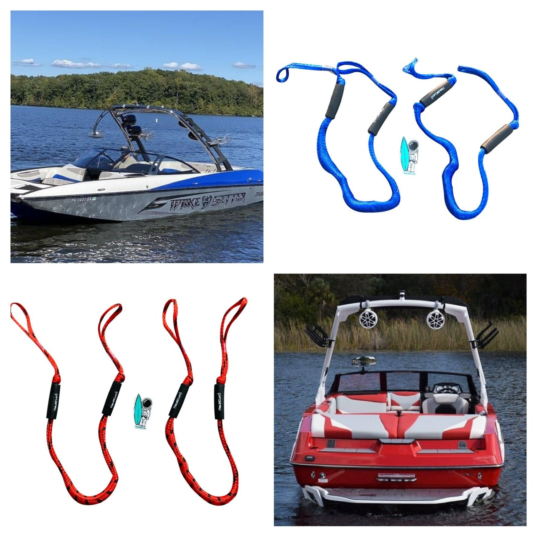 NautiCurl Bungee Boat Ropes | Shock Absorbing (2 Ropes)