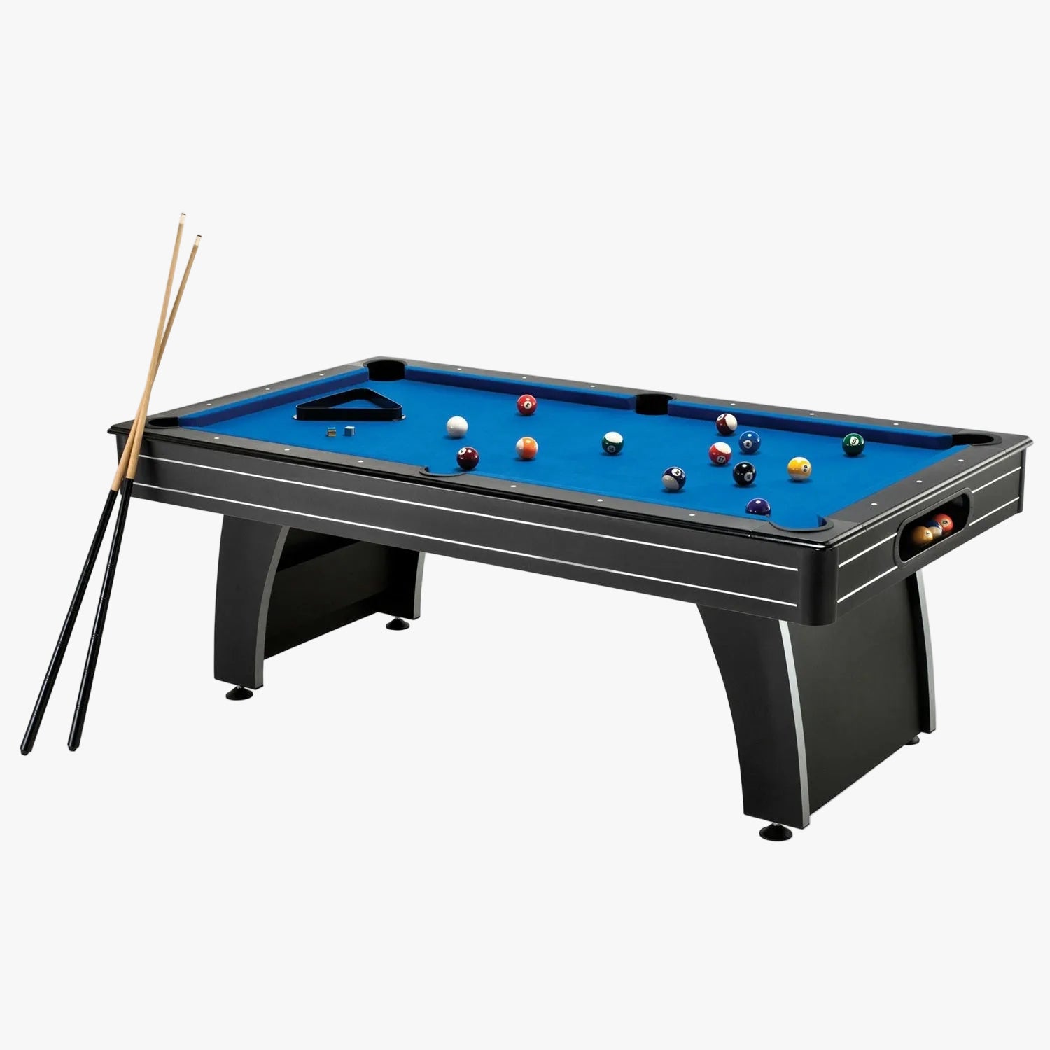 7’ Blue Top Pool Table with 2 Cues and Billiard Balls