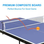 Folding 54” Blue Table Tennis Table Set with Net and Paddles