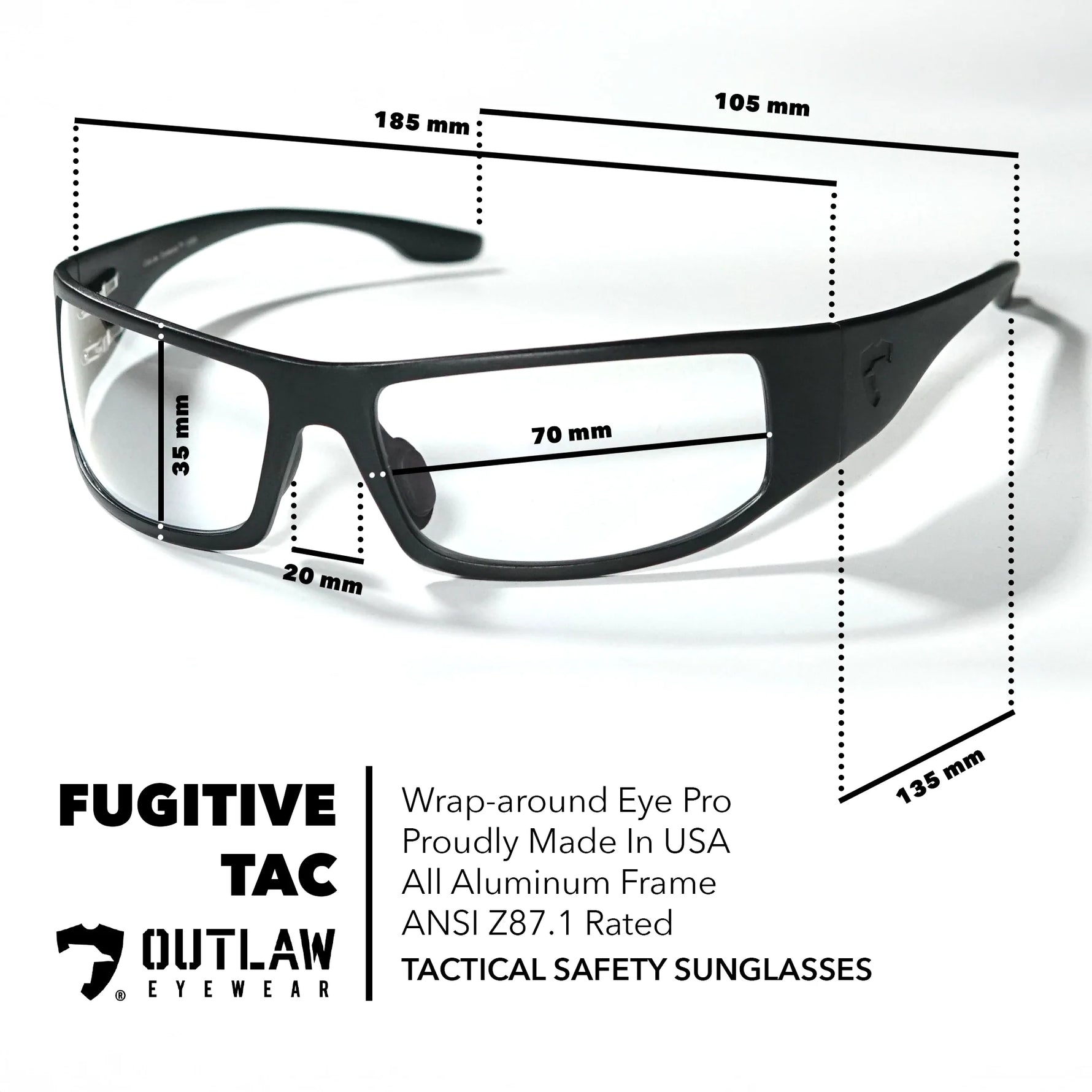 Fugitive TAC Sig Sunglasses with Gray Polarized Lenses | ANSI Z87.1-2015