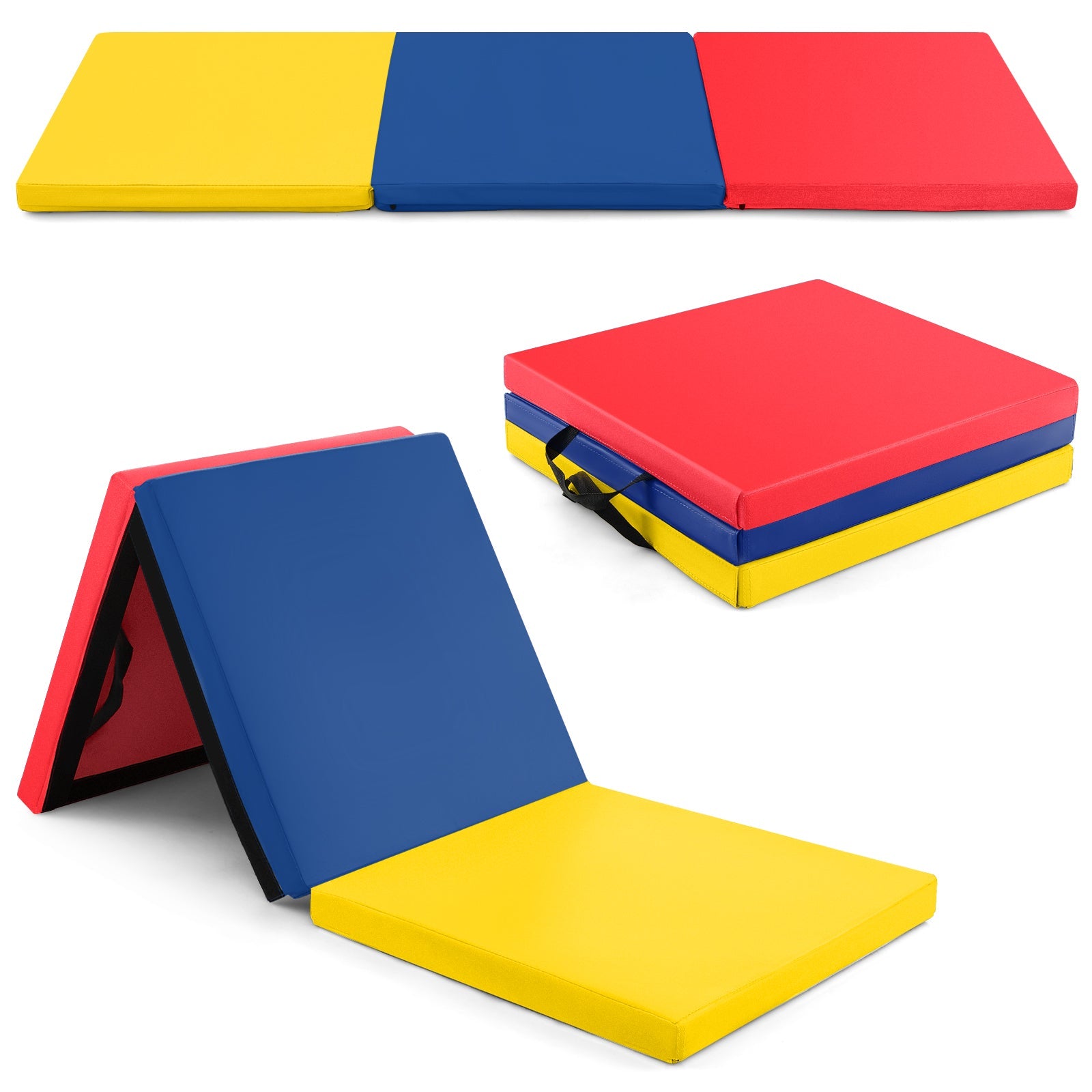 Tri-Fold Gym Mat with Handles and Removable Zippered Cover | 6' x 2'
