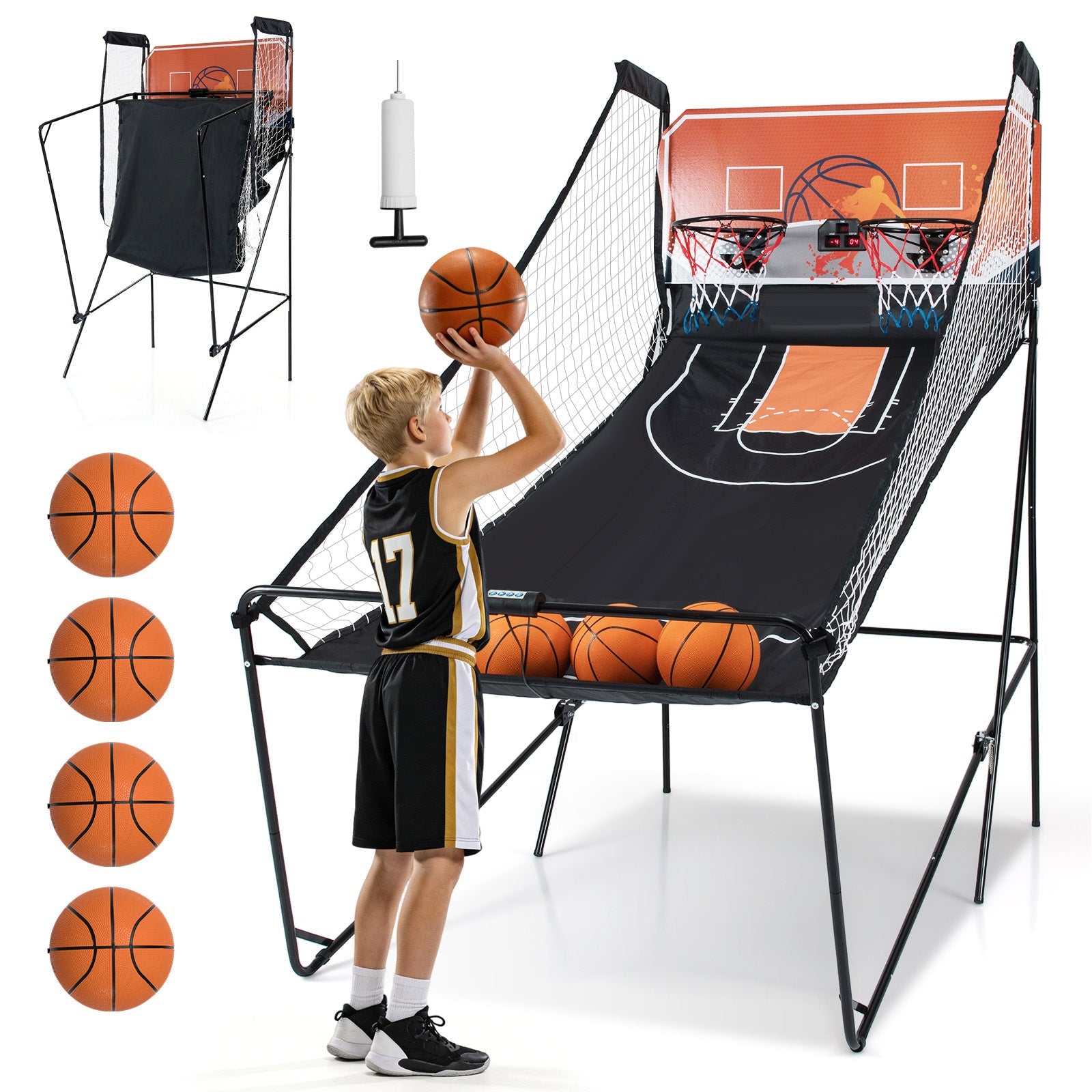 Foldable Basketball Arcade Game | Hoop Machine with 8 Exciting Playing Modes
