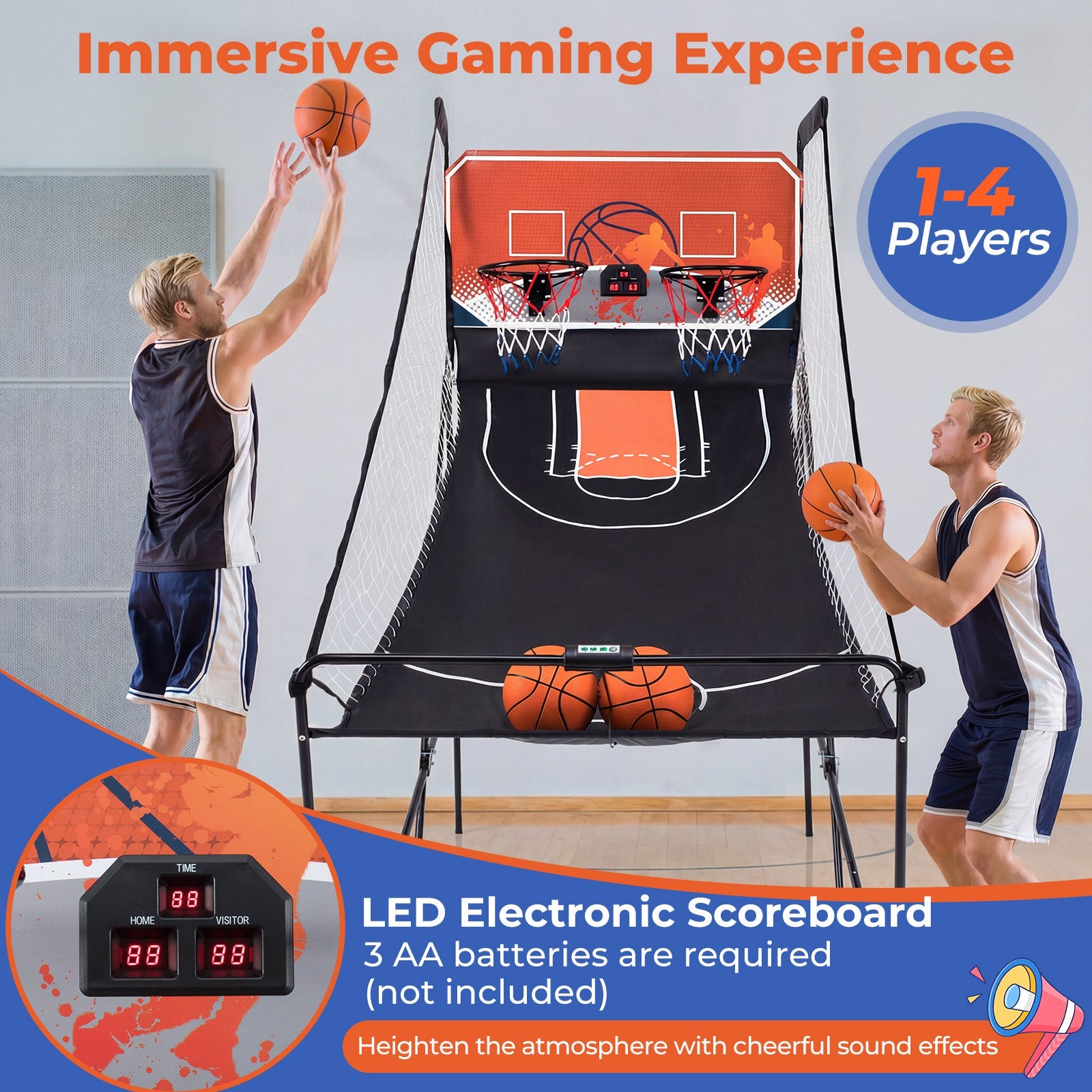 Foldable Basketball Arcade Game | Hoop Machine with 8 Exciting Playing Modes