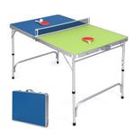 Foldable Ping Pong Mini Table Game Set with Adjustable Height | Blue & Green