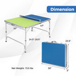 Foldable Ping Pong Mini Table Game Set with Adjustable Height | Blue & Green