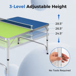 Foldable Ping Pong Mini Table Game Set with Adjustable Height | Blue & Green