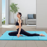 4-Panel PU Leather Folding Exercise Mat with Carrying Handles | 10' x 4' x 2"