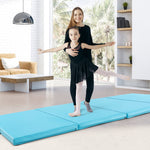 4-Panel PU Leather Folding Exercise Mat with Carrying Handles | 10' x 4' x 2"