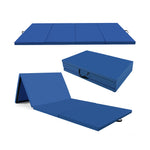 4-Panel PU Leather Folding Exercise Mat with Carrying Handles | 10' x 4' x 2"