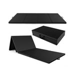 4-Panel PU Leather Folding Exercise Mat with Carrying Handles | 10' x 4' x 2"