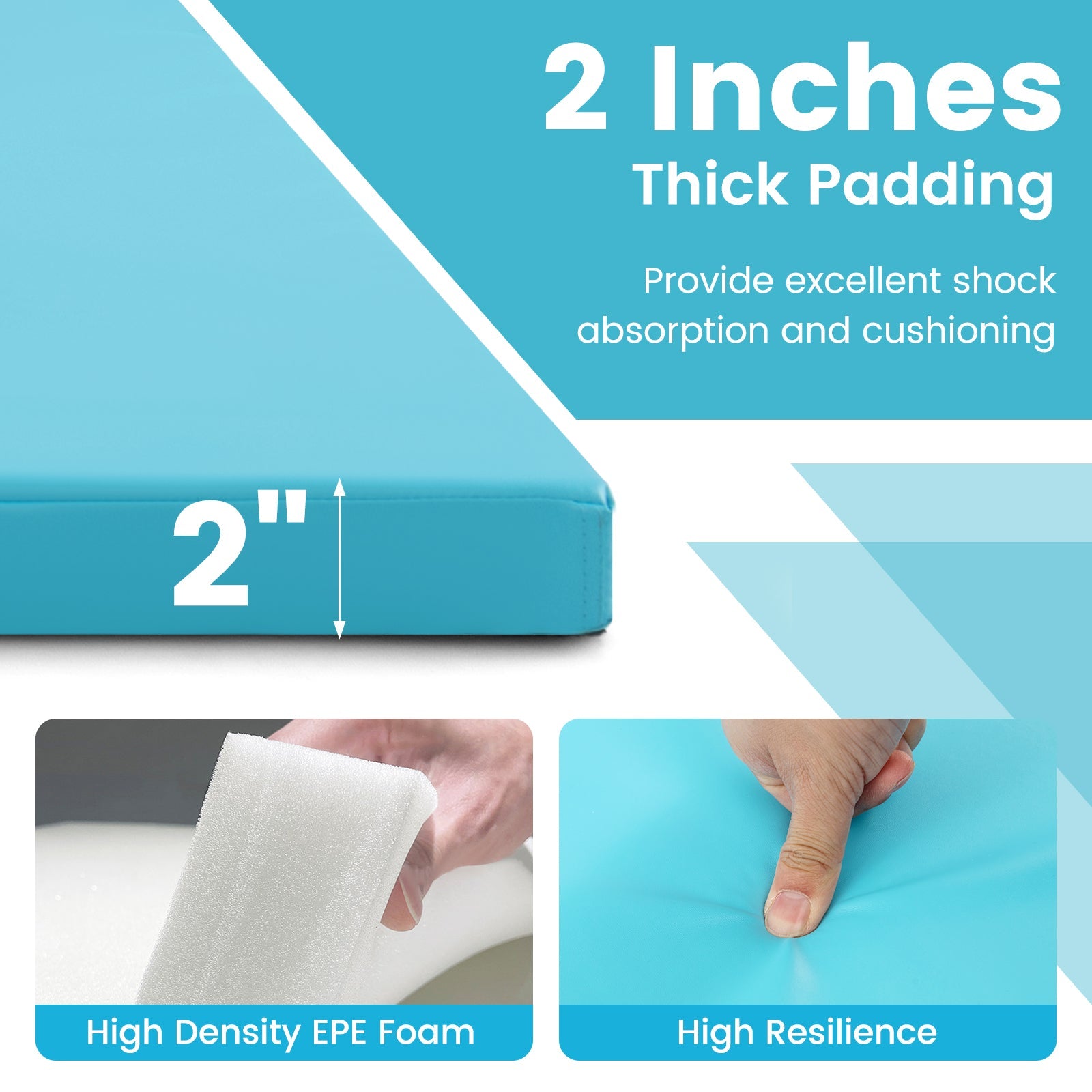4-Panel PU Leather Folding Exercise Mat with Carrying Handles | 10' x 4' x 2"