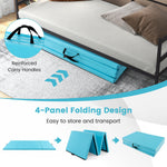 4-Panel PU Leather Folding Exercise Mat with Carrying Handles | 10' x 4' x 2"