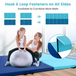 4-Panel PU Leather Folding Exercise Mat with Carrying Handles | 10' x 4' x 2"
