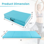 4-Panel PU Leather Folding Exercise Mat with Carrying Handles | 10' x 4' x 2"