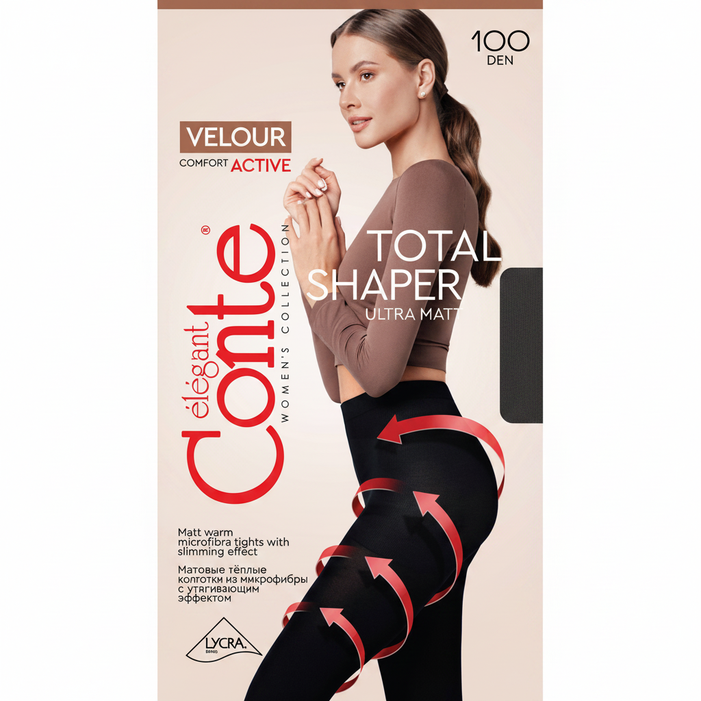 Conte Active Total Shaper Tights Velour 100 Den | Matte Support & Compression