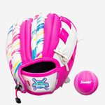 Franklin Sports Air Tech T-Ball Fielding Glove and Mitts with Ball | White/Pink