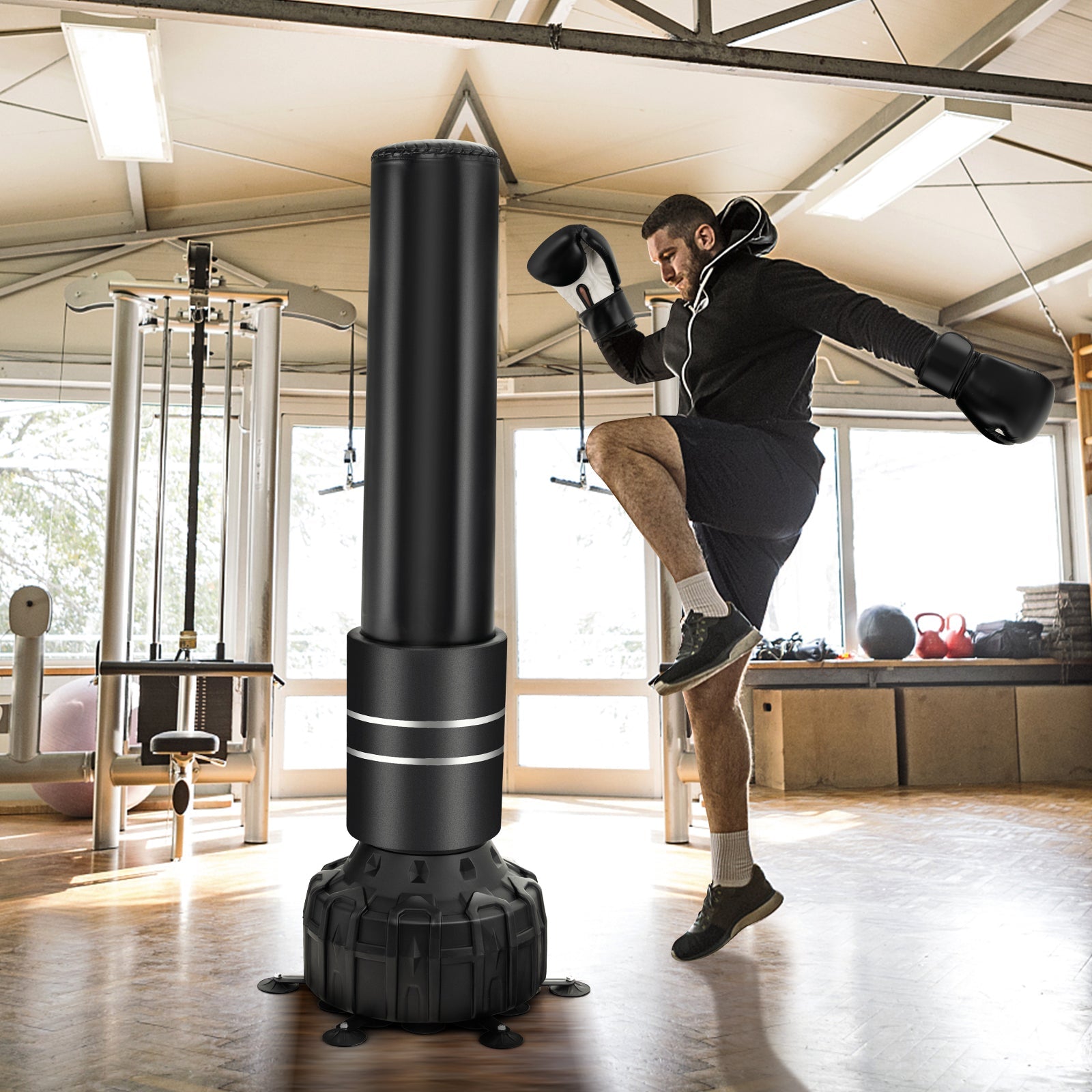 Freestanding Punching Bag 71” Boxing Bag with 25 Suction Cups Gloves and Filling Base