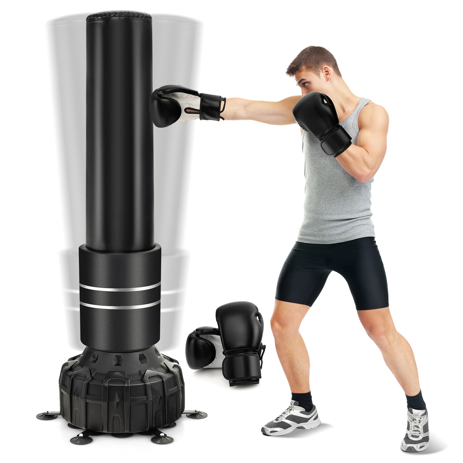 Freestanding Punching Bag 71” Boxing Bag with 25 Suction Cups Gloves and Filling Base