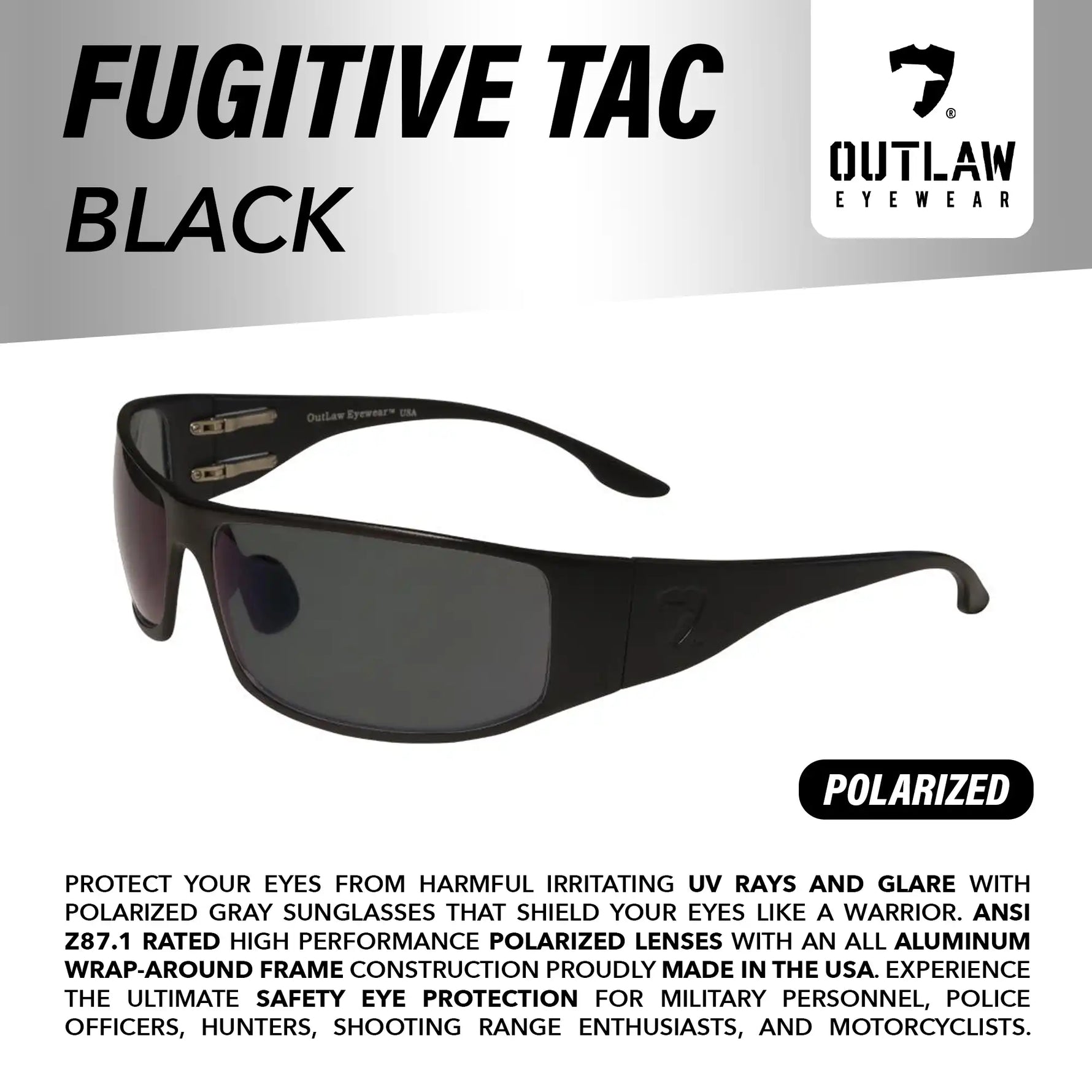Fugitive TAC Black Polarized Sunglasses | ANSI Z87.1-2015