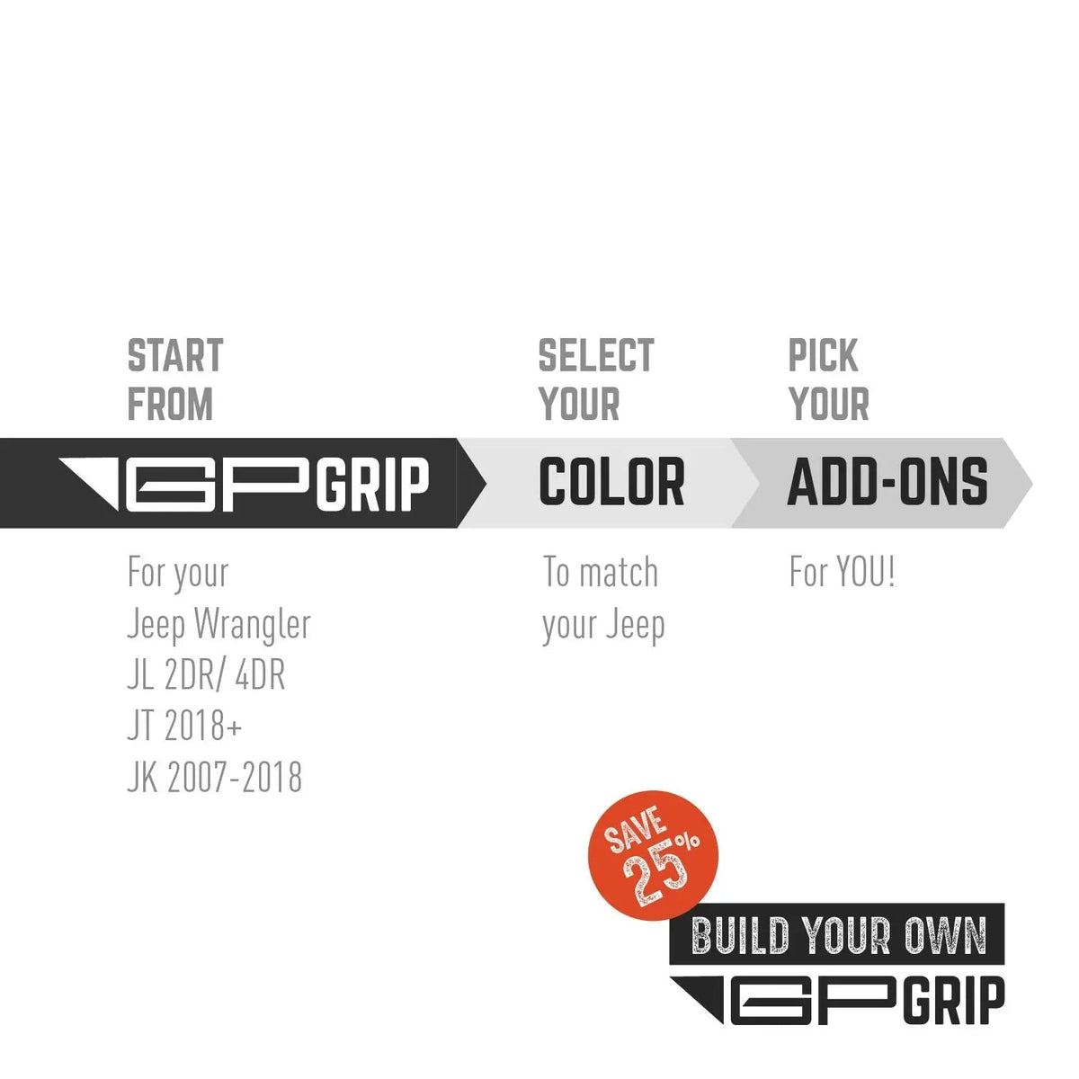 GP-Grip PRO Foldable Color Handles | Jeep Wrangler (2007–2023)