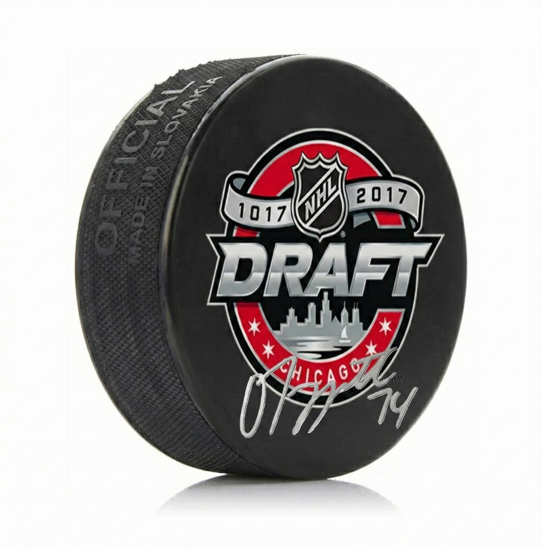 Owen Tippett Autographed Philadelphia Flyers 2017 Draft Hockey Logo Puck | Silver Signature