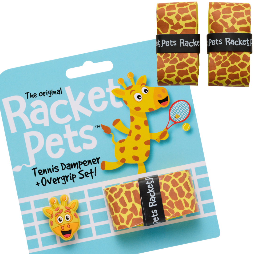 Yellow Giraffe Racket Pet Tennis Dampener and Overgrip Tape with Replacement Overgrip Tape