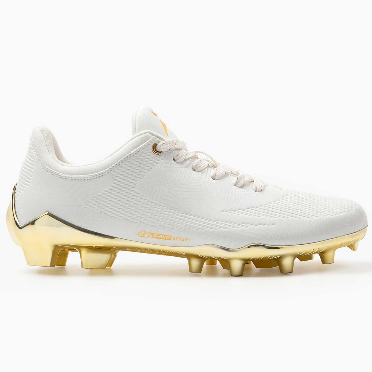 Gold Rush White & Gold Cleats | Quantum Carbon by Phenom Elite