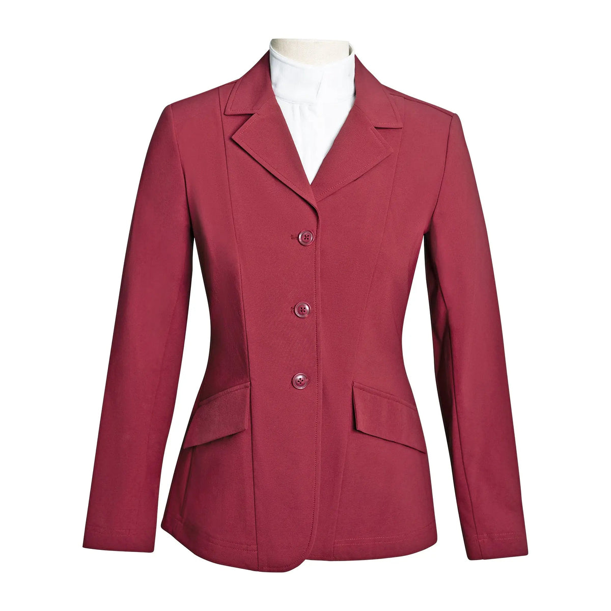 Grand Prix Ladies EQJ 3 Button Show Coat | NY Tech Fabric | Burgundy