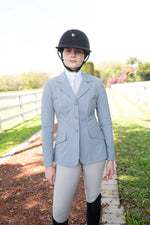 Grand Prix Ladies EQJ 3 Button Show Coat | NY Tech Fabric | Cadet Blue