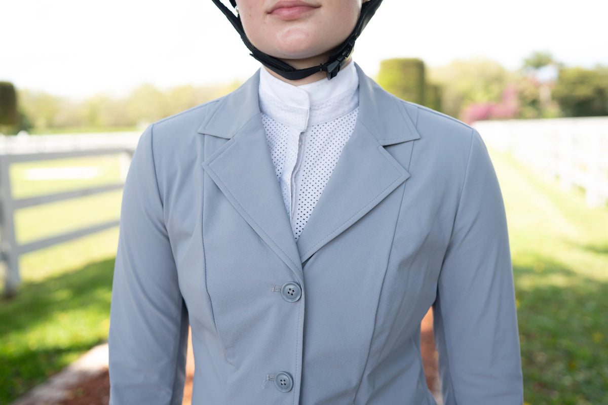 Grand Prix Ladies EQJ 3 Button Show Coat | NY Tech Fabric | Cadet Blue