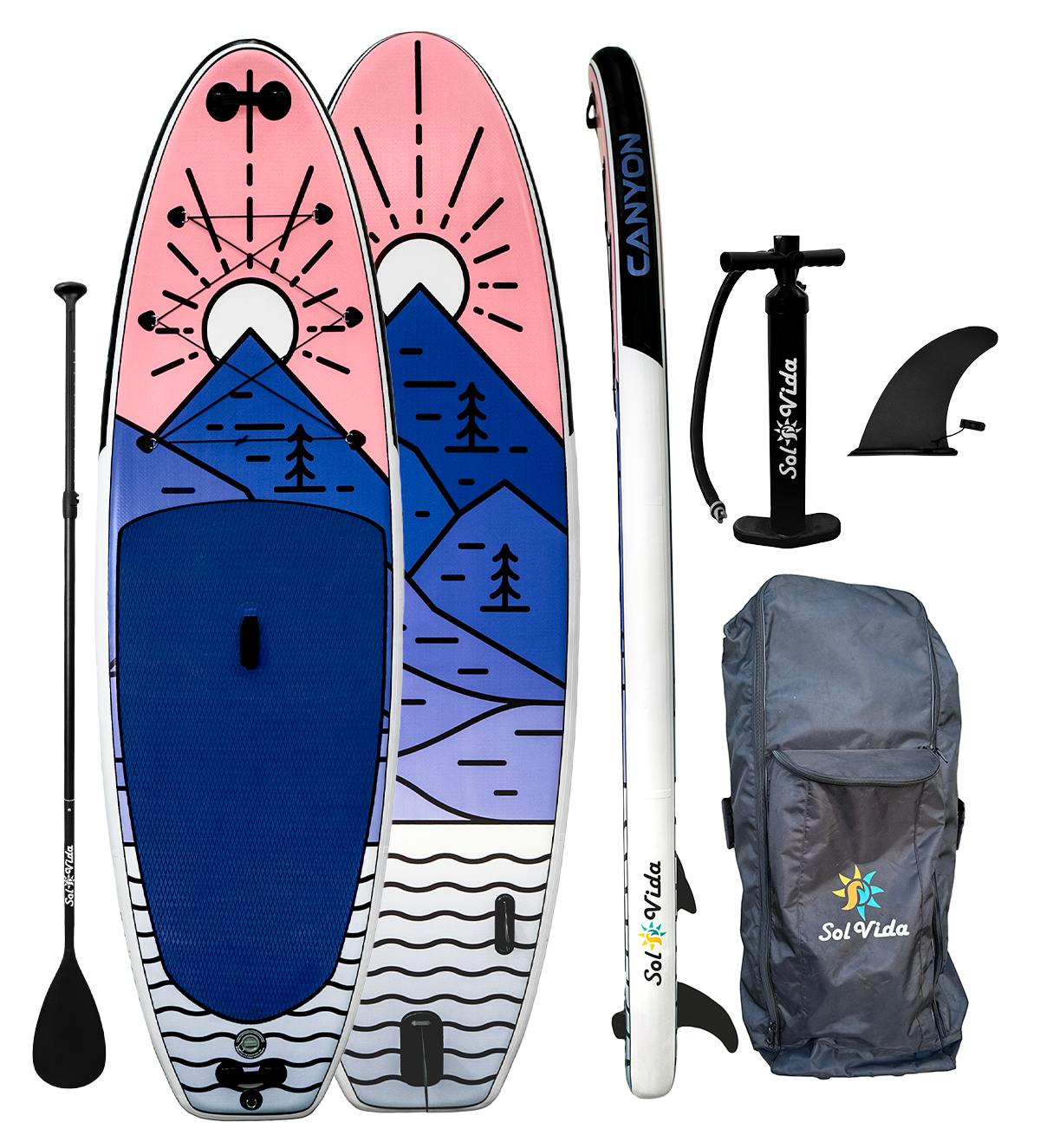 GrandSol Canyon Pack 11’ 4” Inflatable Paddle Board + Paddle, Pump, Detachable Fin, & Carrying Case