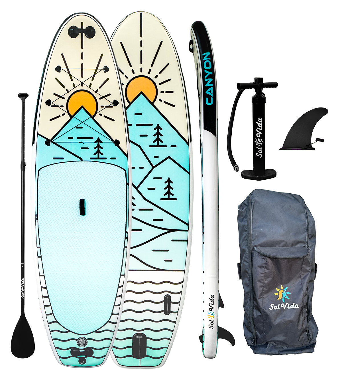 GrandSol Canyon Pack 11’ 4” Inflatable Paddle Board + Paddle, Pump, Detachable Fin, & Carrying Case