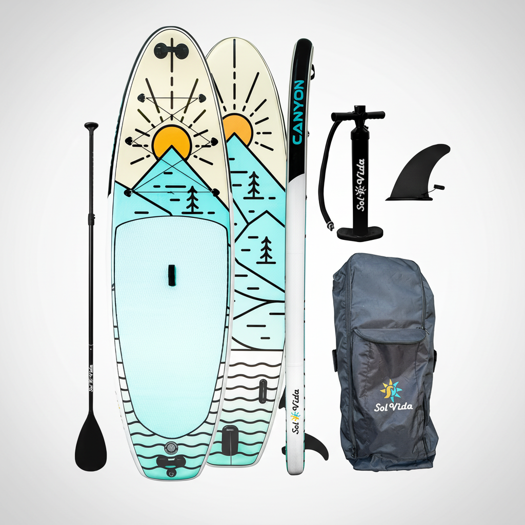 GrandSol Canyon Pack 11’ 4” Inflatable Paddle Board + Paddle, Pump, Detachable Fin, & Carrying Case