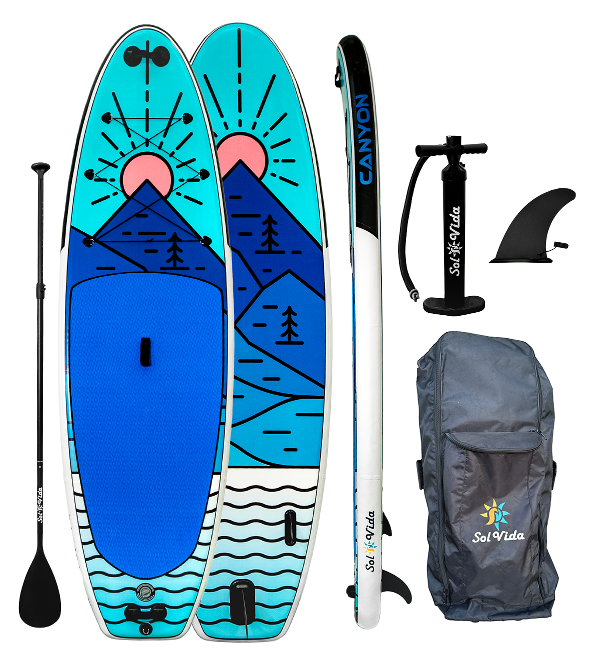 GrandSol Canyon Pack 11’ 4” Inflatable Paddle Board + Paddle, Pump, Detachable Fin, & Carrying Case