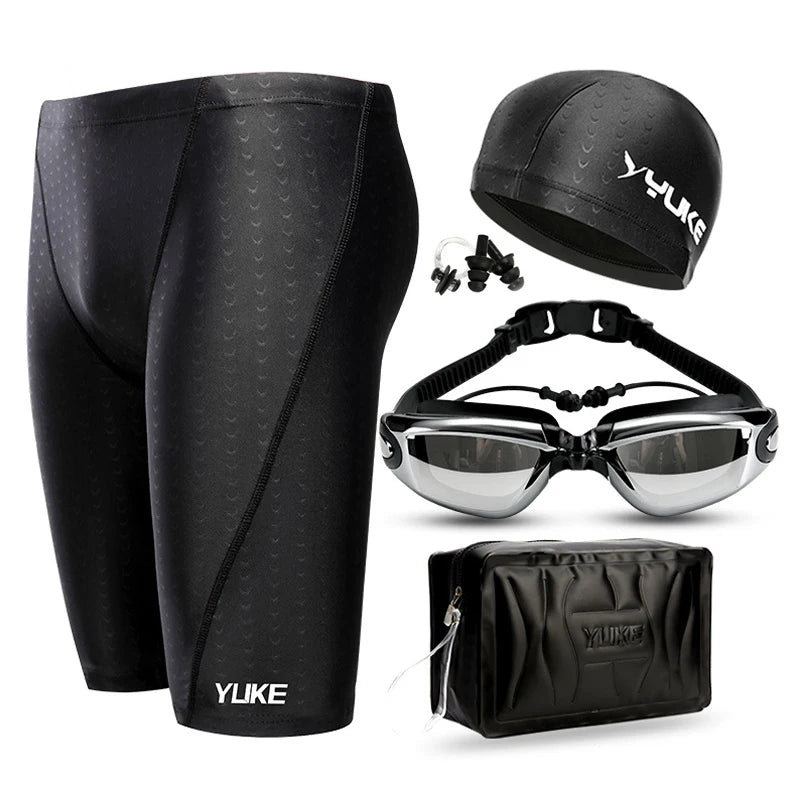 Yuke Men’s Swim Shorts Goggles & Ear-Plug Cap