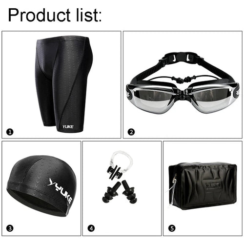 Yuke Men’s Swim Shorts Goggles & Ear-Plug Cap