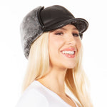 Sakkas Leather Shearling Unisex Aviator Trapper Winter Cap with Ear Flaps